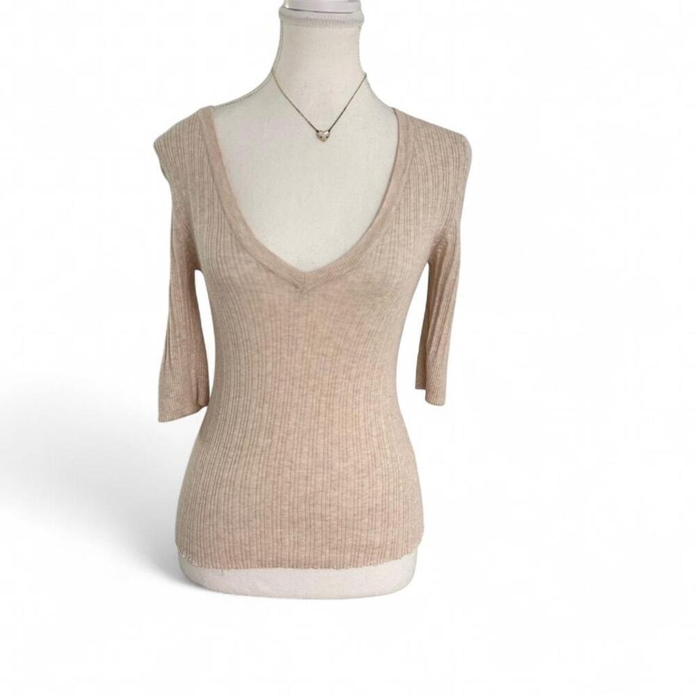 Pink Rose Premium Quality Vintage Fitted V Neck Long Sleeve 3/4 Sleeves Size L